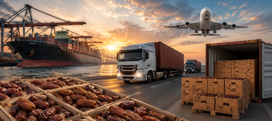 The best method of transporting dates for export