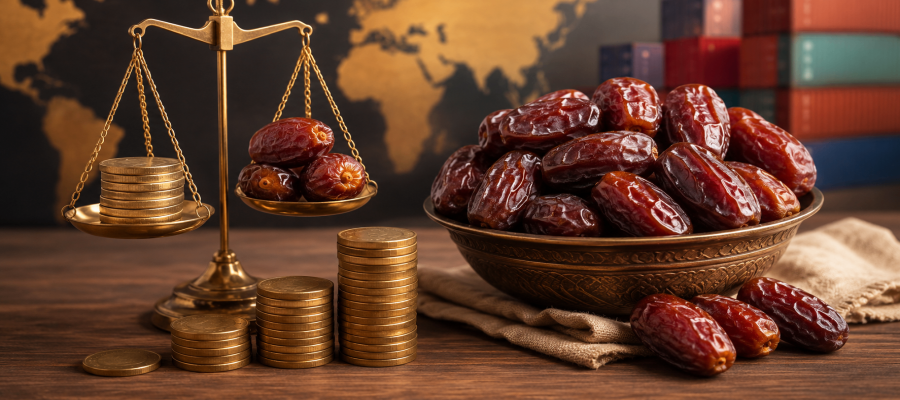 ?How is the export price of dates determined